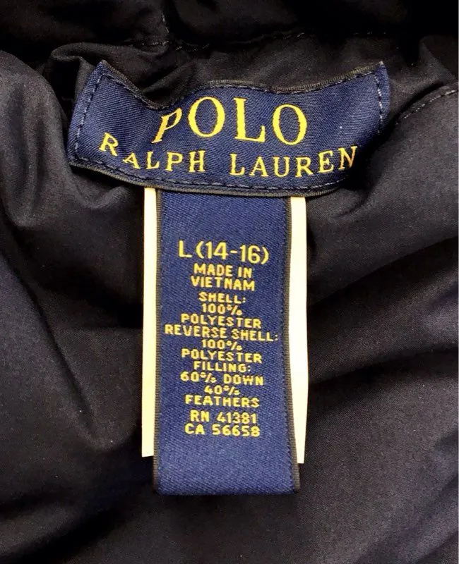 Polo Ralph Lauren Boys Blue Collared Reversible Puffer Vest - Size L 14-16