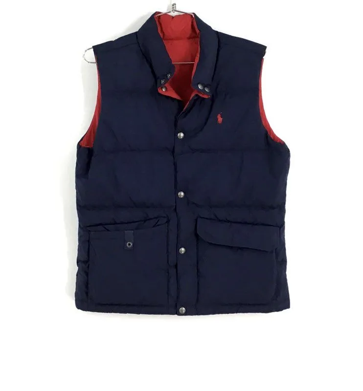 Polo Ralph Lauren Boys Blue Collared Reversible Puffer Vest - Size L 14-16