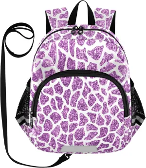 Purple Glam Animal Skin Little Kid Toddler Backpack Baby Boys Girls Kindergarten Pre School Bags Cute Cartoon Backpacks for children