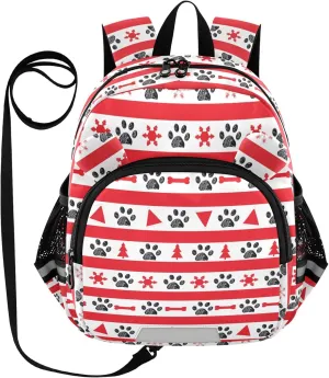Red Pattern with Paw Prints Little Kid Toddler Backpack Baby Boys Girls Kindergarten Pre School Bags Cute Cartoon Backpacks for children