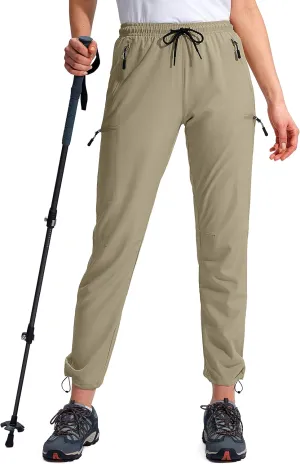 SANTINY Women's Hiking Cargo Pants Lightweight Quick Dry Outdoor Capris for Women Camping Athletic UPF 50 Zipper Pockets