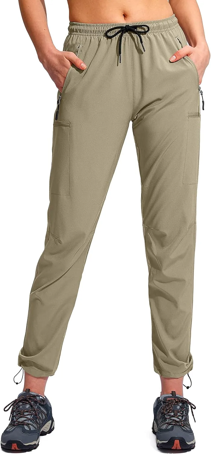 SANTINY Women's Hiking Cargo Pants Lightweight Quick Dry Outdoor Capris for Women Camping Athletic UPF 50 Zipper Pockets
