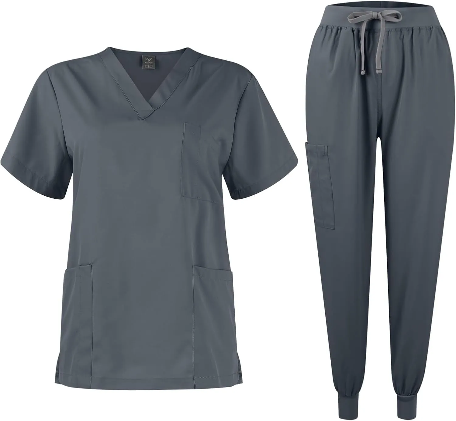 Scrub Sets for Woman 2025 Essential Jogger Scrub Set Nursing Uniform Stretch V-Neck Top & Drawstring Cargo Pants