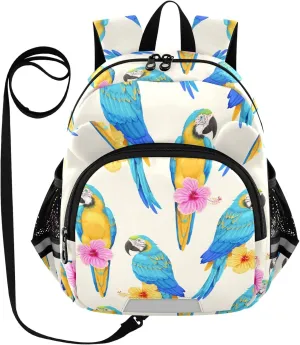 Spring Macaw and Flowers Little Kid Toddler Backpack Baby Boys Girls Kindergarten Pre School Bags Cute Cartoon Backpacks for children