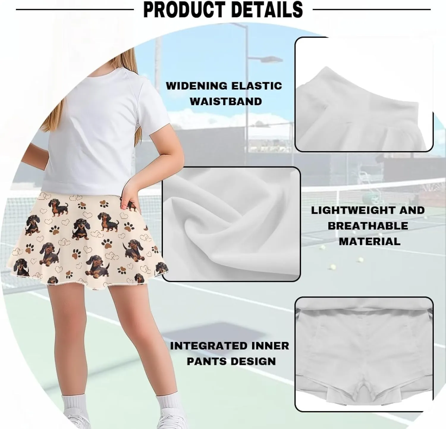 Summer Girls Athletic Skirts Built in Shorts with Pocket Skorts for School/Party 5-14 Years Old