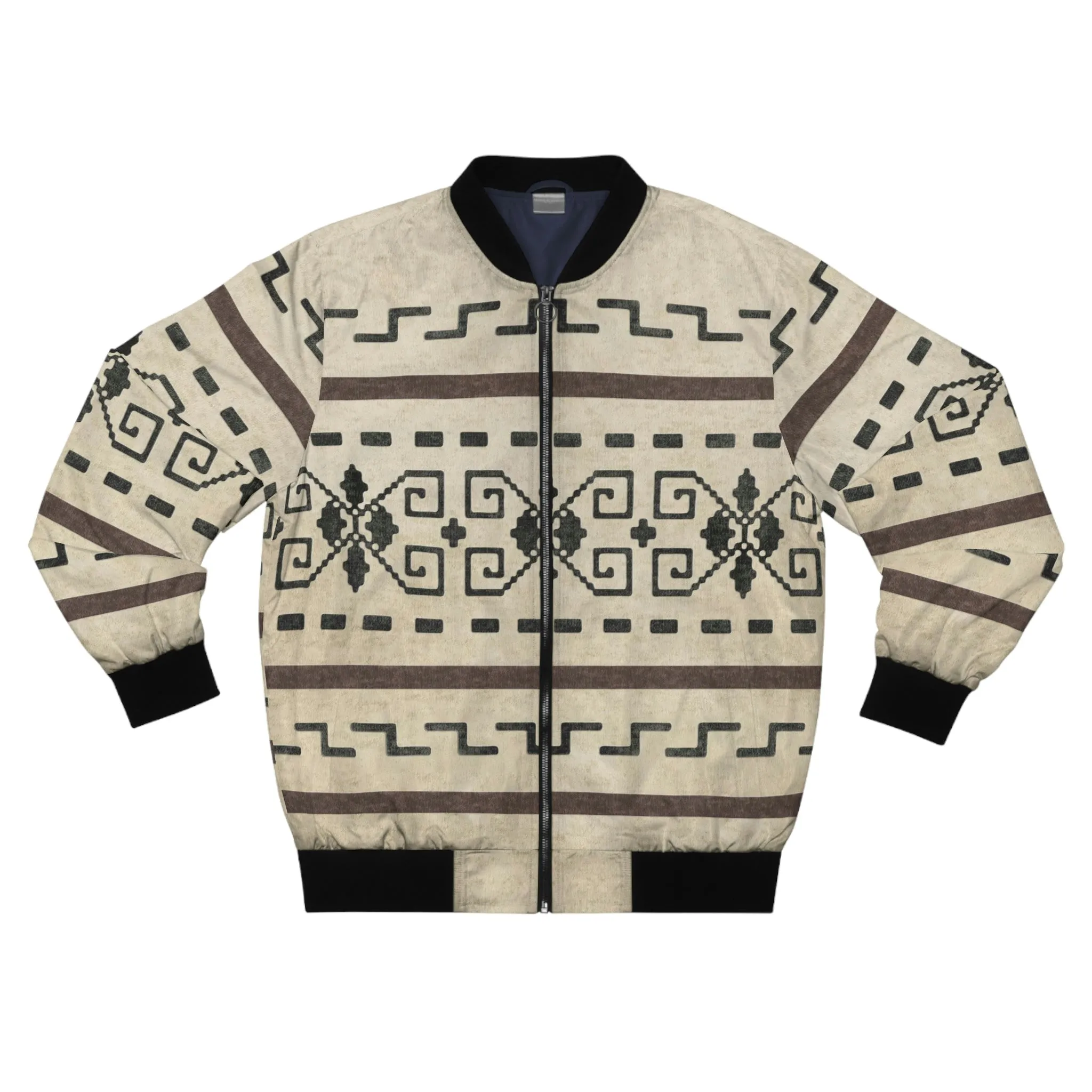 The Dude's Jacket V2 (Lightweight Bomber Jacket) W/ Iconic Lebowski Sweater Pattern