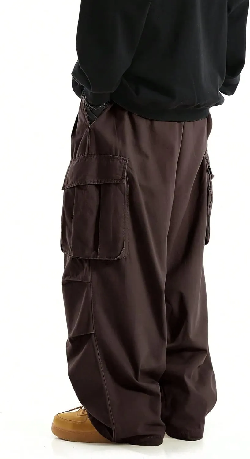 Verdusa Men's Drawstring Waist Pocket Side Loose Cargo Pants Baggy Joggers