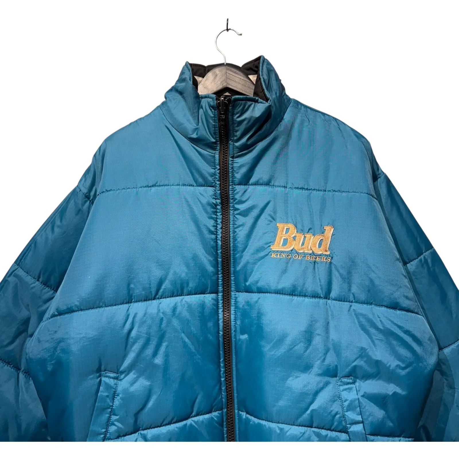 Vintage Pro Player Budweiser Spellout Reversible Puffer Jacket