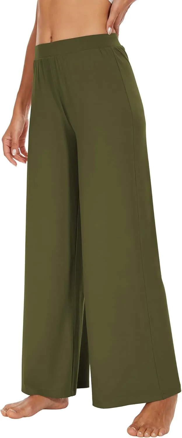 WiWi Women's Casual Wide Leg Palazzo Pants Comfy Lounge Pajama Bottoms Viscose from Bamboo Yoga Sweatpants S-XXL