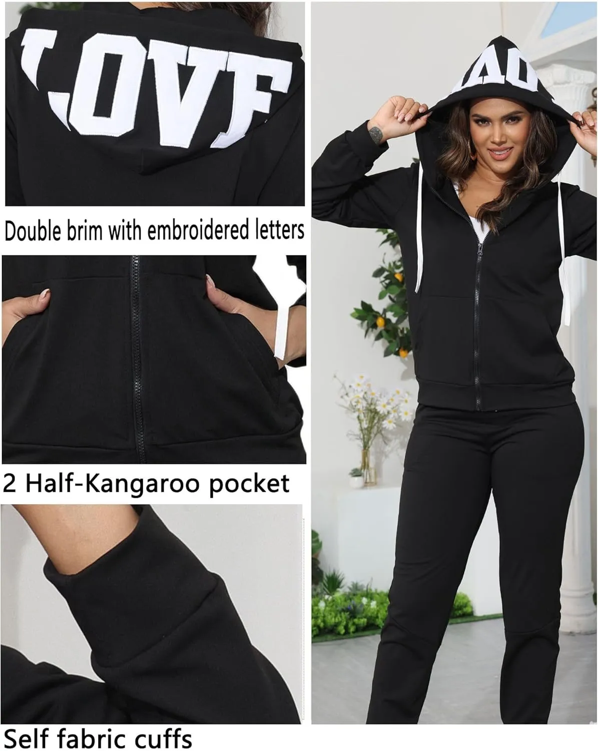 Womens Sweatsuits 2 Piece Set Zip Up Hoodie Lounge Sets Long Sleeve and Pants Tracksuit Casual Jogger Sets
