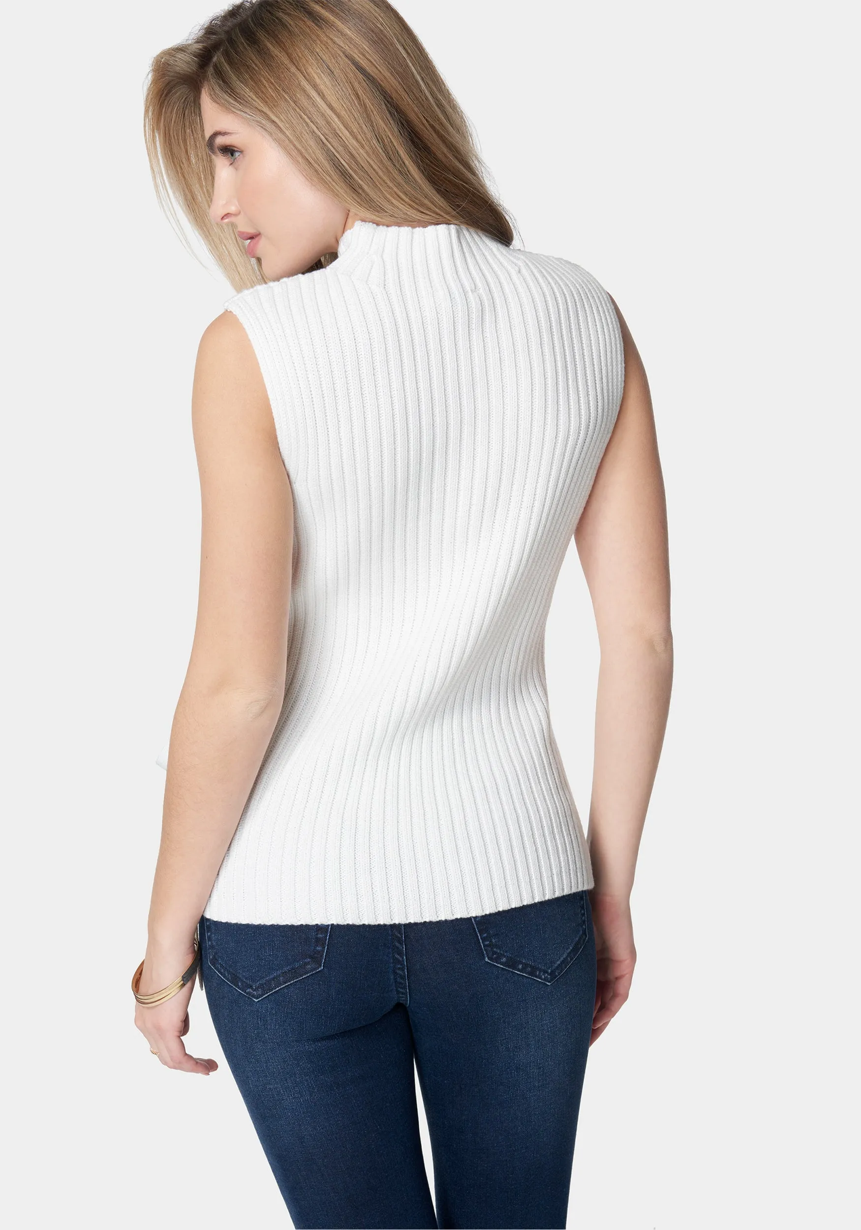Wool Blend Side Lace Up Sleeveless Sweater Top