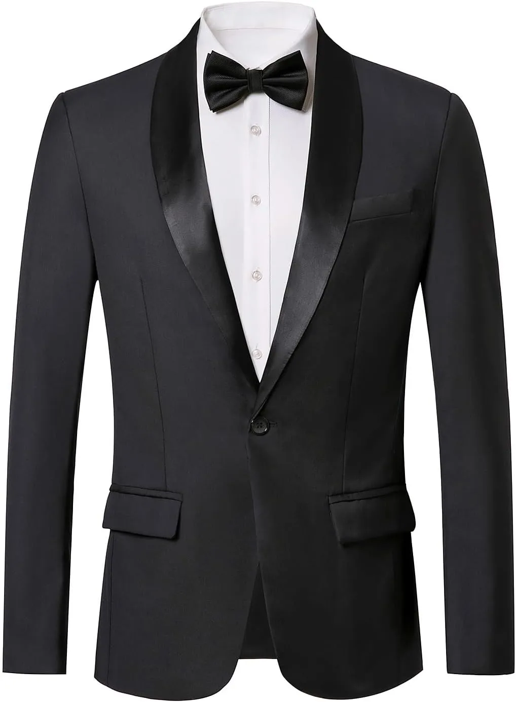 WZIKAI Mens Tuxedo Jacket Slim Fit One Button Solid Blazer Dress Suit for Wedding Prom Dinner Party