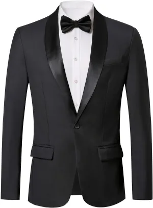 WZIKAI Mens Tuxedo Jacket Slim Fit One Button Solid Blazer Dress Suit for Wedding Prom Dinner Party