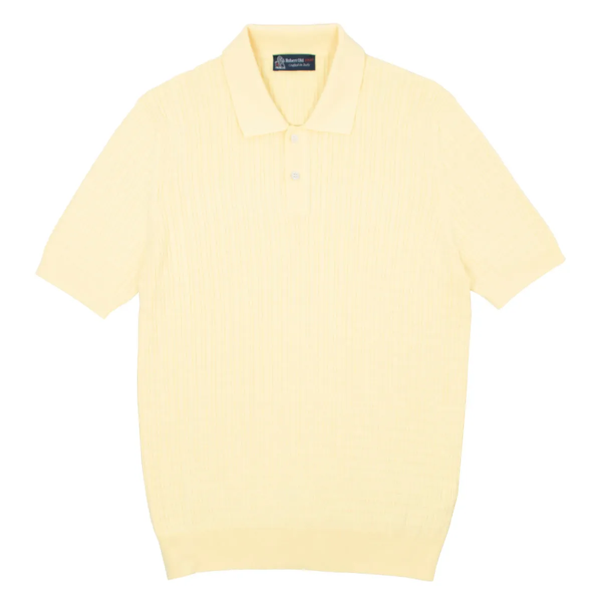 Yellow 100% Cotton Knit Short Sleeve Polo Shirt