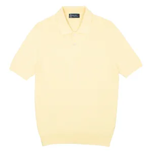 Yellow 100% Cotton Knit Short Sleeve Polo Shirt