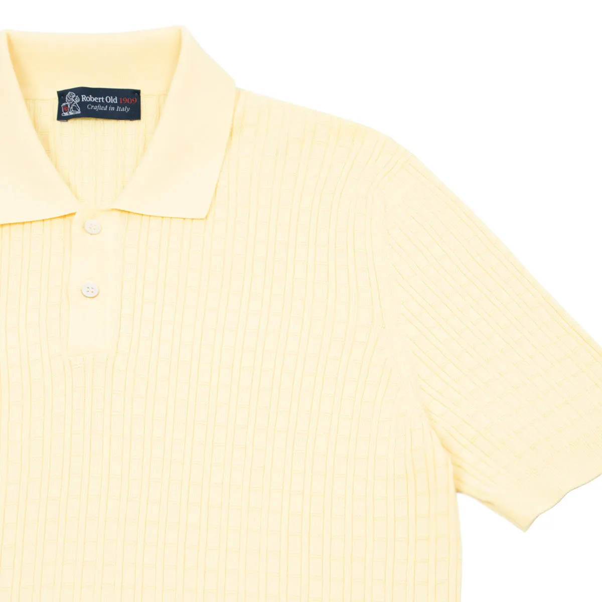 Yellow 100% Cotton Knit Short Sleeve Polo Shirt