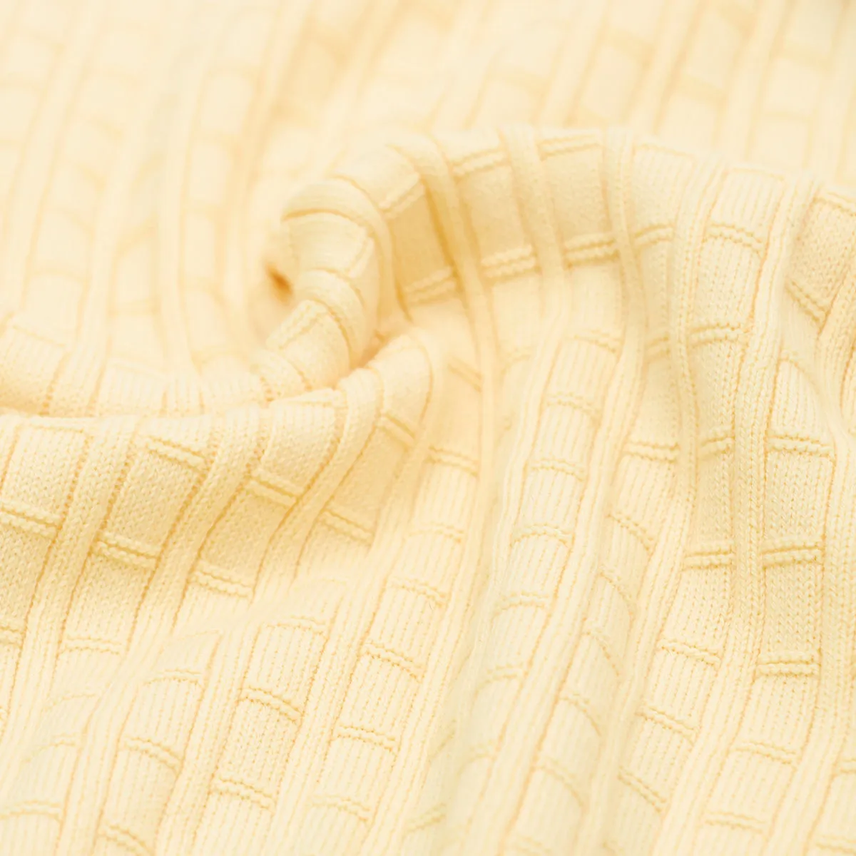 Yellow 100% Cotton Knit Short Sleeve Polo Shirt