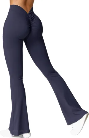 YEOREO Scrunch Flare Leggings Daze V Back Butt Lifting Wide Leg High Waist 31.5" Gym Workout Yoga Pants