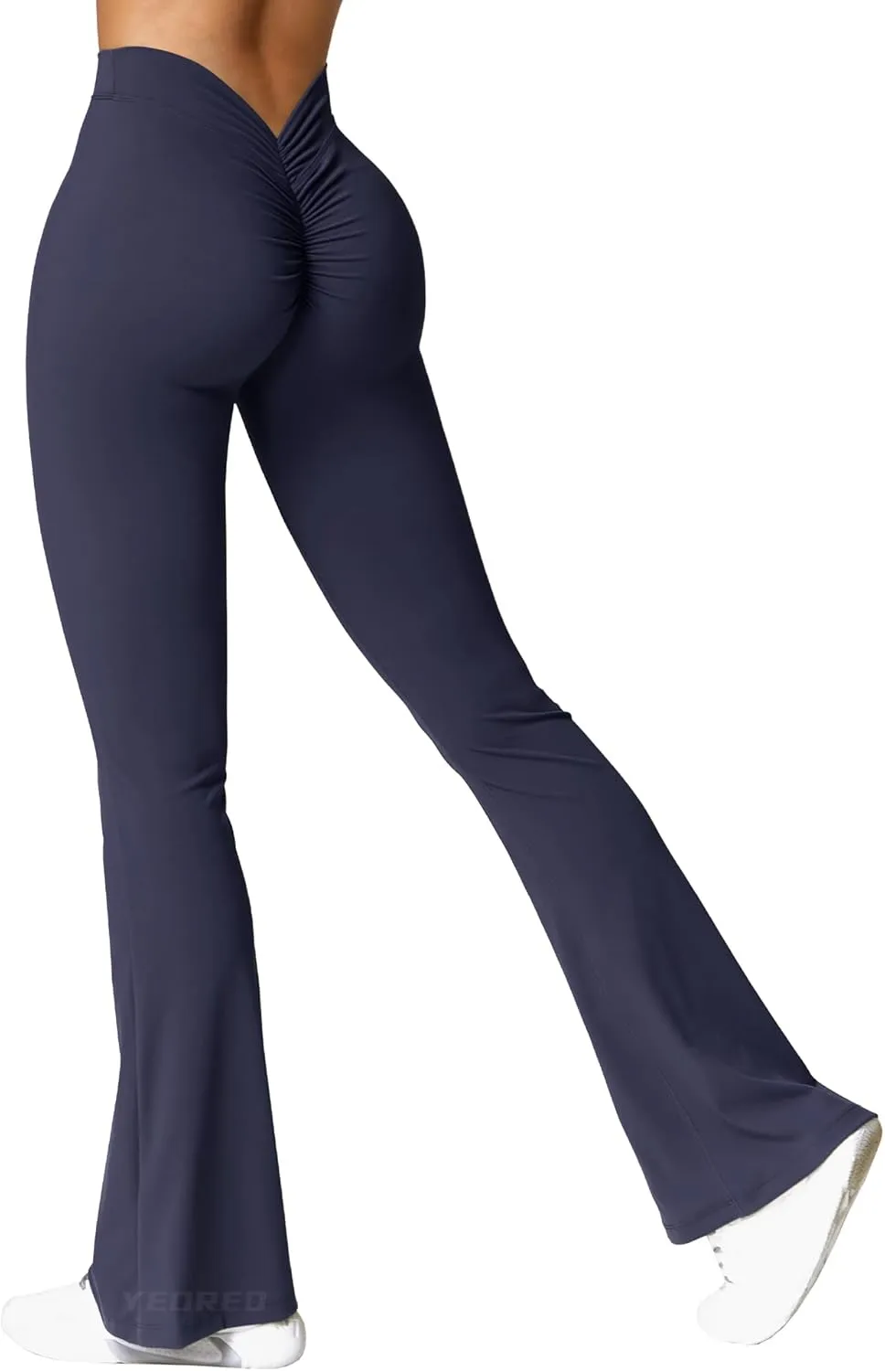 YEOREO Scrunch Flare Leggings Daze V Back Butt Lifting Wide Leg High Waist 31.5" Gym Workout Yoga Pants