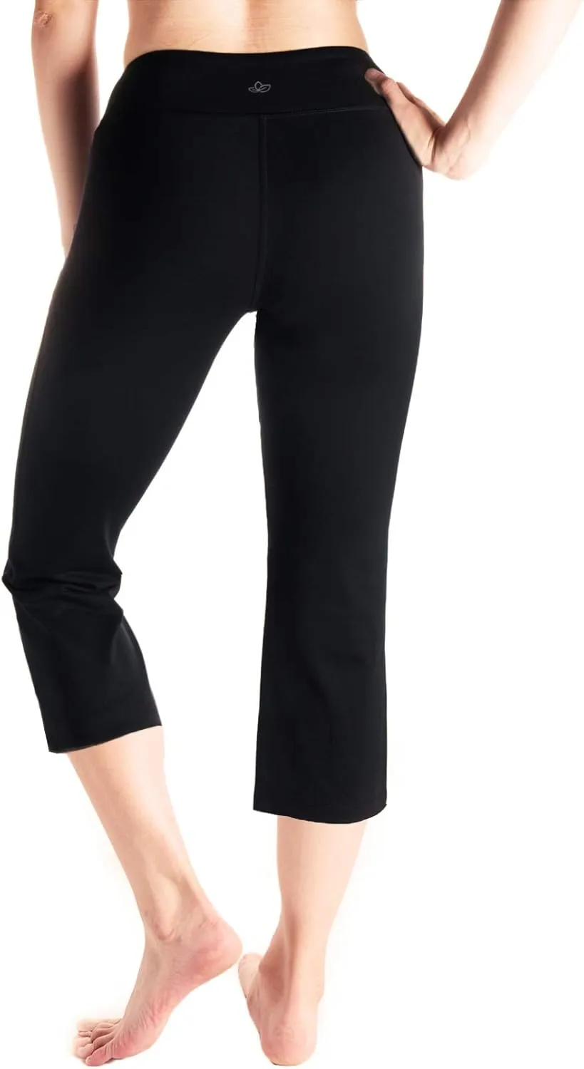 Yogipace Women's 20"/22"/24" Cropped Kick Flare Yoga Pants with Pockets Capri Length Slim Fit Lounge Pant